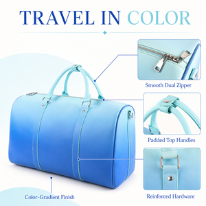 Bolsa de Viaje de Gran Capacidad en Cuero PU Suave Personalizada, Bolsa de Lona Ligera con Degradado de Color para Fin de Semana o Viajes Cortos - Product Image 4