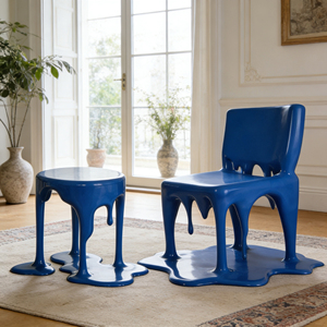 Set Tavolo e Sedie Artistico con Effetto Goccia di Cera Irregolare, Colore e Materiale Personalizzabili - Product Image 6