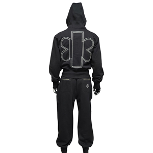 Conjunto de Sudadera con Capucha Doble Extra Grande de Algodón 100% de Alta Calidad Personalizada, Estilo Urbano, con Cierre y Pantalones Deportivos - Product Image 6