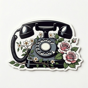 Autocollants en vinyle imperméables personnalisés de haute qualité, découpés à la forme, téléphone vintage, impression de logo, vente en gros, autocollants rétro pour téléphone - Product Image 2