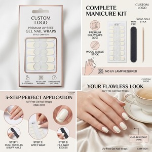 Enveloppes d'ongles en gel blanc argenté sans UV, design demi-lune minimaliste, qualité salon, sans lampe, marque privée - Product Image 2