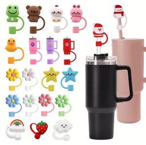Custom Disposable Modern Silicone Tip Cover Cap 10Mm 3D Bow Flower Straw Topper 40Oz Bar Accessories - Product Image 1