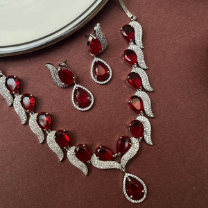 Customized Moissanite 925 Silver <b>Ruby</b> Style Lariat <b>Necklace</b> Earring Set Luxurious Wedding Gift Elegant Jewelry - Product Image 3
