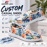 Chaussures basses en toile personnalisées OEM ODM avec logo et motifs imprimés, chaussures décontractées à marque privée pour hommes et femmes