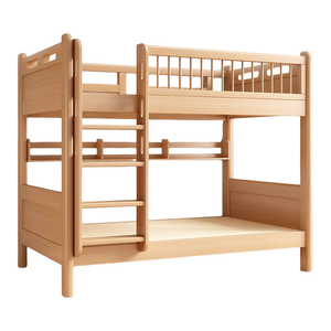 Двухслойная двухъярусная кровать из массива дерева и сосны с ограждениями деревянная кровать двухслойная кровать для матери и ребенка - Product Image 4