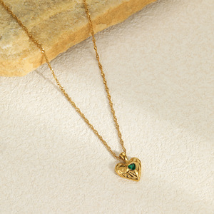 Bijoux de mode 316 <span class=keywords><strong>L</strong></span> en acier inoxydable coeur Zircon pendentif colliers à breloques pour la fête - Product Image 3