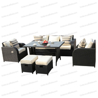 Modernes 7-Sitzer Rattan-Sofa-Set - Outdoor-Liegestuhl-Würfelgarnitur für Garten, Wohnzimmer & Innenhof
