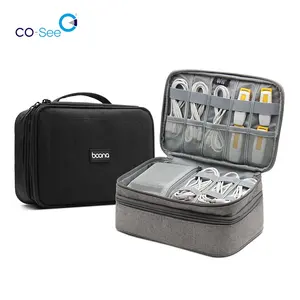 Organizador electrónico de viaje de doble capa, bolsa de almacenamiento de Cable USB para accesorios digitales, Cable, Banco de energía, tableta