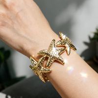 Bracelets ouverts vintage en forme d'étoile de mer, style rétro, pour femmes, à porter au quotidien, accessoires de mode, cadeaux pour femmes