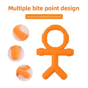 Collana da masticare in silicone per gengive del bambino, giocattolo masticabile a forma di bambino con cordino, per 0-24 mesi - Product Image 2