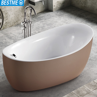 Baignoire autoportante en céramique moderne et durable pour une personne, avec drain et trop-plein, portable pour villas