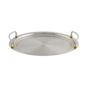 Plateau de service ovale en acier inoxydable avec poignées dorées, finition polie, design moderne, durable et compatible lave-vaisselle pour les fêtes - Product Image 1