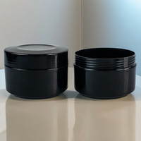 Pots à lotion ronds vides de 200 ml, noirs, à large ouverture, en plastique PP noir, pour crème et beurre, avec couvercle à vis.