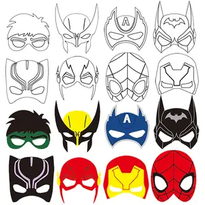 Hbavfihnbg Color Your Own DIY Paper Masks Craft for Superhero party fans Home Activity Coloring Games