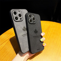 Luxe Cortex Arbre Feuille d'érable feuilles Mat Téléphone étui pour iphone 12 13 14 15 16 Pro Max Plus X Xs Max XR Pare-chocs coque Couverture Arrière