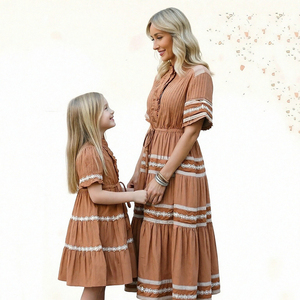 Abito da sera coordinato <span class=keywords><strong>mamma</strong></span> e figlia Hongbo per bambine e neonate, stile europeo, ricamato, ecologico e traspirante - Product Image 2