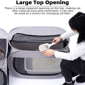Clôture pliable <span class=keywords><strong>pour</strong></span> animaux de compagnie d'intérieur, gain de place, compartiment intégré <span class=keywords><strong>pour</strong></span> litière, cage <span class=keywords><strong>pour</strong></span> chat, portable, facile à ranger, respirante, imperméable - Product Image 3