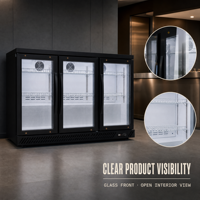Réfrigérateur commercial à 3 portes vitrées, refroidissement par ventilateur, vitrine réfrigérée pour boissons avec étagères réglables pour restaurant et bar