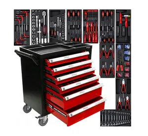 7 Drawer 420 Pcs Tool Sets Metal Box Tool Trolley Rolling Storage Tool Cabinet