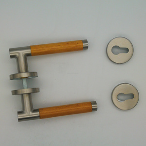 Maniglia per <span class=keywords><strong>Porta</strong></span> in Legno Massello e Acciaio Inox dal Design Moderno, Maniglia Silenziosa in Lega di Zinco per Porte Interne con <span class=keywords><strong>Serratura</strong></span> a Leva - Product Image 6