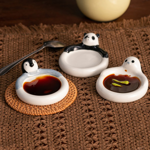 <b>Ceramic</b> Animal Shaped Condiment Dishes Porcelain Panda Penguin Polar Bear Seal Soy Sauce Dish For Hot <b>Pot</b> Party Use - Product Image 1