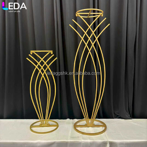 LEDA Wedding Event <b>Party</b> <b>Table</b> Decor Modern Gold Stainless Steel Crossed Metal Flower Stand - Product Image 3