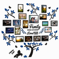 Autocollant mural en acrylique noir pour cadre photo d'arbre généalogique, effet visuel 3D, motif floral, décoration intérieure
