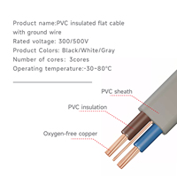 Flaches Kupferkern-PVC-ummanteltes Elektrokabel BVVB Geeignet für Beleuchtung in Gebäuden