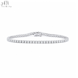 Hot Sale Classic Simple Design Fine Jewelry 18K <b>Solid</b> White <b>Gold</b> Real Natural Diamond Luxury Tennis Bracelet - Product Image 1