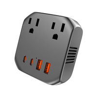 Adaptador de Viaje Multifuncional con Cable de 2000W, con Puertos USB-A y Tipo-C, Compatible con Enchufes AU, US, UK y EU