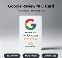 Carte de commentaires Google NFC avec code QR, carte intelligente à scanner pour les petites entreprises