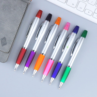 Stylo bille 2-en-1 bicolore avec logo personnalisé, en plastique, pointe 1,0 mm, encre bleue et noire, faible MOQ, multicolore