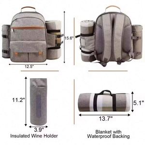 Échantillon gratuit : sac de camping personnalisé pour 4 personnes, sac à dos de pique-nique avec vaisselle et porte-bouteille de vin - Product Image 2