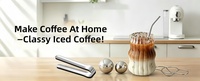 WF Nouveau support sphérique en acier inoxydable 304 de qualité alimentaire pour café infusé à froid, gadget de refroidissement de boissons avec base 2-en-1