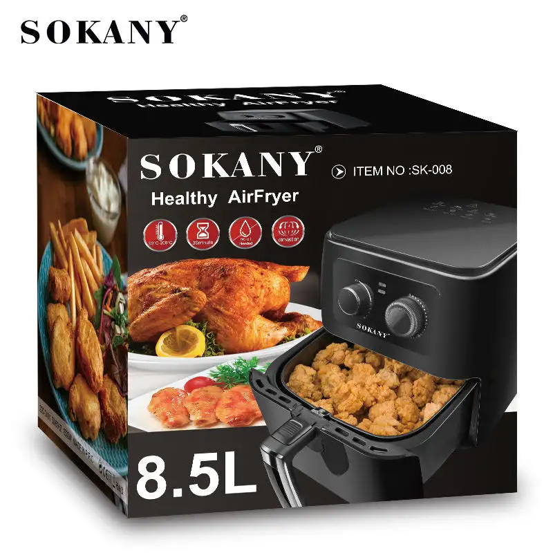 Sokany Air Fryer Ölfreier Gesundheitskochtopf Smart Touch Deep Fries Digital 8L Silikon Silver Electric Crest Glass Doppelfranzösisch