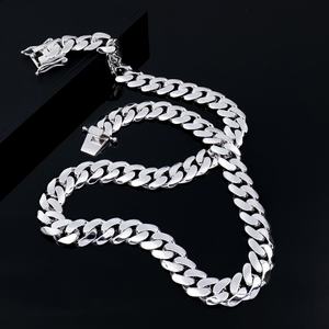 Collier chaîne cubaine simple en argent sterling 925 plaqué rhodium de style heavy metal personnalisé, bijoux hip-hop, 18 mm, pour rappeur - Product Image 2