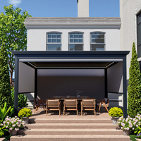 Pergola extérieure en aluminium sur mesure avec lames motorisées, toit automatique en aluminium thermolaqué, y compris un store enrouleur