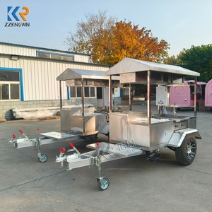 Camión de Comida de Aluminio de 3 Ruedas Estilo Retro, Tienda Móvil de Acero Inoxidable para Helados, Café, Bocadillos, Comida Rápida, Papas Fritas y Hot Dogs - Product Image 1