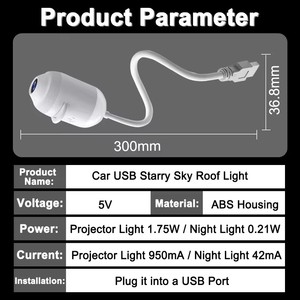 Projecteur de Galaxie Veilleuse à Luminosité Réglable, Lampe USB Rotative à 360 Degrés avec 3/6/12/24 Diapositives de Films - Product Image 4
