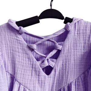 Robe d'été pour enfants en gros, col rond, à lacets, avec volants en crêpe Jane, manches longues, vêtements pour bébés personnalisables pour filles - Product Image 5