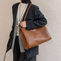 Bolsos de Hombro de Cuero Genuino para Mujer, Bolsos Tote de Gran Capacidad, Cuero Vacuno TC con Interior de Cuero Sintético, Bolsos para Dama