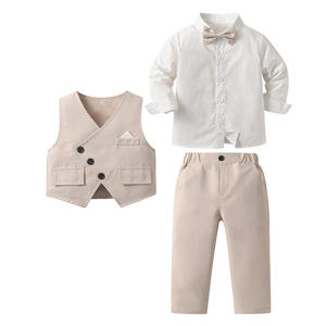 Custom Boys <span class=keywords><strong>Clothing</strong></span> Sets 5 Anos Plain Color Boy Colete Manga Longa Casamento Cavalheiro Crianças Roupas Toddler Boy Suit - Product Image 2