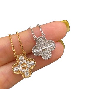 Collar de Trébol de Cuatro Hojas con Diamantes Completos en Oro Rosa de 18K para Mujer, Lujoso y de Alta Gama, con Zirconia en la Clavícula - Product Image 5