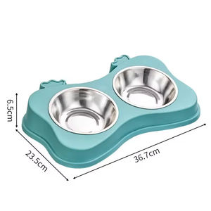 Tugas berat baja tahan karat antiselip mangkuk hewan peliharaan ganda untuk kucing dan anjing makanan dan air Anti tumpah - Product Image 4