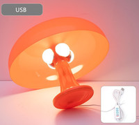 Lampe de table LED en acrylique orange en forme de champignon, style nordique moderne minimaliste, tactile, à intensité variable progressive, rechargeable, veilleuse de chevet USB