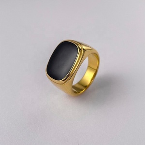 Nhẫn Trang Sức Bằng Thép Không Gỉ Mạ Vàng 18K Vỏ Hình Bầu Dục Màu Trắng Và Phụ Kiện Epoxy Signet R214144 - Product Image 2