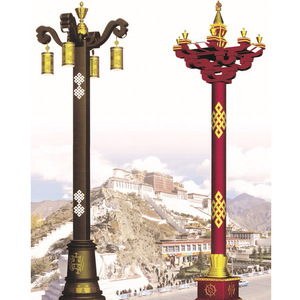 Lampadaire LED d'extérieur Jinchuan, 3m, style rétro, carré, pour jardin, avec découpe laser - Product Image 2