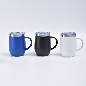 12 oz Stainless Steel <strong>Wine</strong> <strong>Tumbler</strong> with Handle Coffee Cup with Lid - Product Image 5