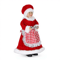 Cuisine Mme Père Noël Poupée Figurines De Noël Jouet Tablier À Carreaux 45CM Grand-Mère Rouge Debout Chef Mme Claus pour La Décoration De La Cuisine