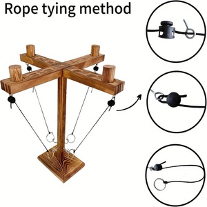 Jeu <span class=keywords><strong>de</strong></span> lancer <span class=keywords><strong>de</strong></span> croix et d'anneaux en bois pour 4 joueurs, style rustique brûlé, jeu <span class=keywords><strong>de</strong></span> table pour fête <span class=keywords><strong>de</strong></span> famille - Product Image 1